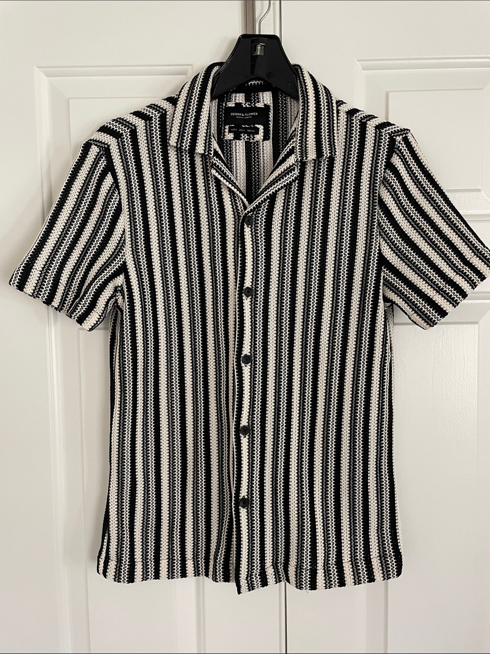 Ricky Singh Denim and Flower button down short sleeve shirt